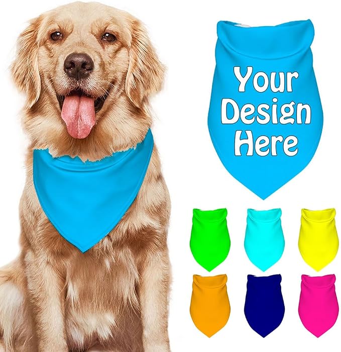 Dog Bandanas Custom Boy and Girl Dogs Scarf Add Your Design Personalized Pet by VYXONIA
