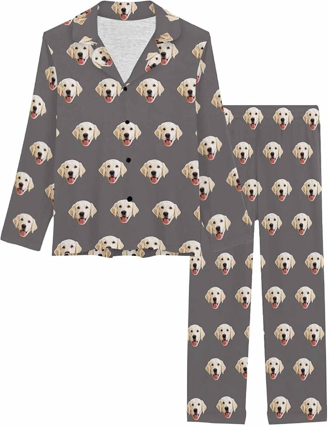 MyPupSocks Custom Face Pajamas for Women Set, Personalized Photo Long Sleepwear - Image 3