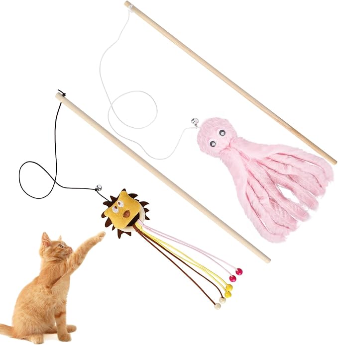 2-Pack Cat Toy Wand Set: Interactive Cat Teaser Wands by Unknown