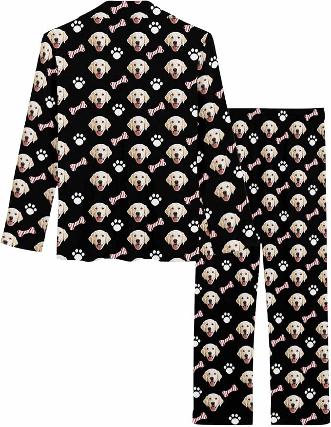 MyPupSocks Custom Face Pajamas for Women Set, Personalized Photo Long Sleepwear - Image 4