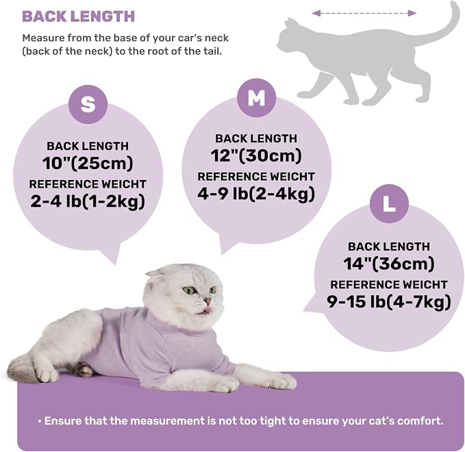 Breathable Cat Recovery Suit for Female/Male, Anti-Licking Kitten Onesie - Image 5