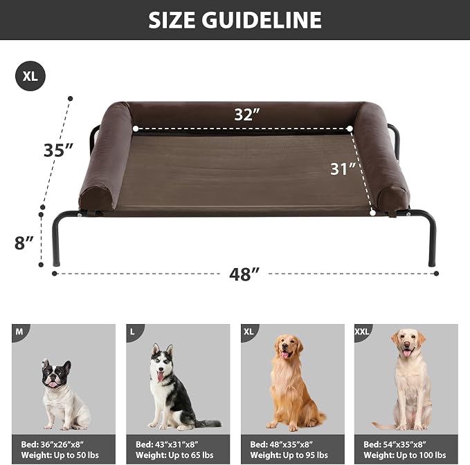RRPETHOME Large Elevated Cooling Dog Bed, Raised Dog Cot Beds - Image 2
