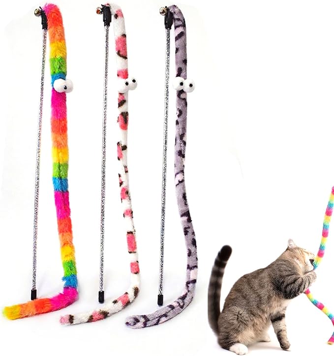 3 PCS Cat Wands, Soft Plush Srtip Kitten Wands Interactive Kitten Toys Cute by lpdrzka
