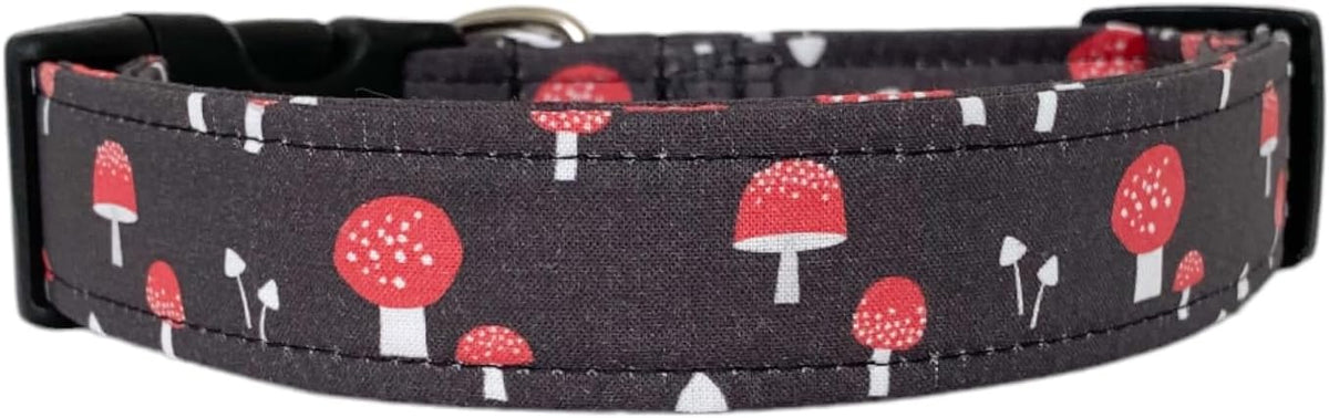 Mushrooms in Red Dog Collar by Collars+by+Design