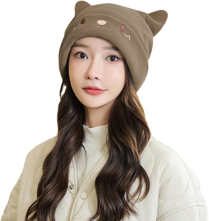 Women's Teen Girls Knitted Cat Kitty Cuffed Beanie Hat Winter Outdoor Stretchy by Unknown