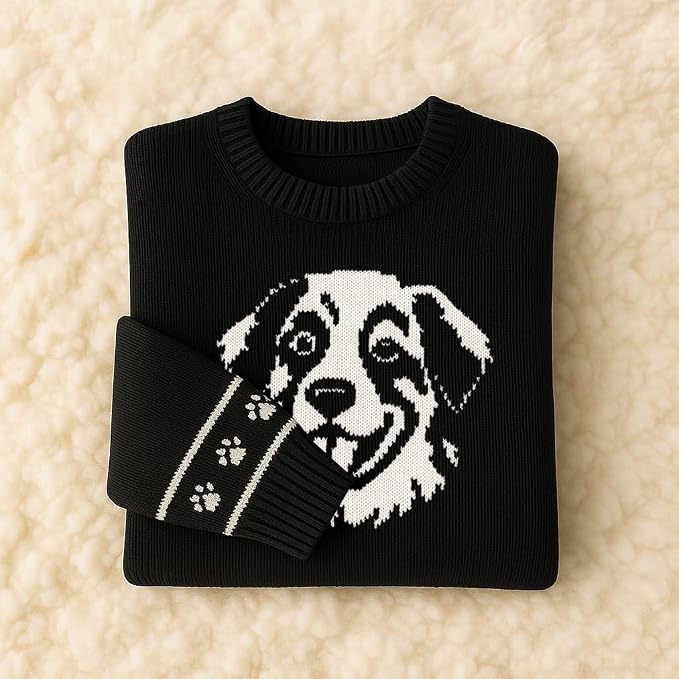 Custom Dog Knit Sweater for Women Personalized Pet Paw Print Pullover Dog Mom - Image 7