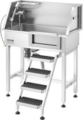 VEVOR Dog Washing Station, 34" Professional Stainless Steel Pet Grooming Tub Bathtub with Shower Faucet Soap Holder Non-Slip Stairs Right Door Easy Clean Pet Wash Sink for Small Dogs Cats by VEVOR
