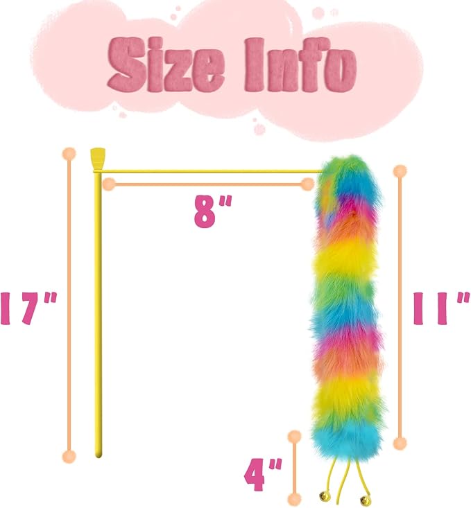2 Pack Cat Wand Toy, Rainbow Cat Feather Toys - Image 6
