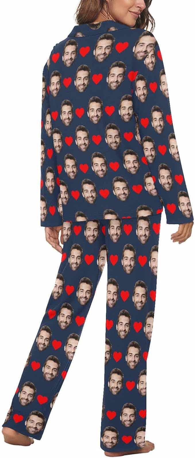 MyPupSocks Custom Face Pajamas for Women Set, Personalized Photo Long Sleepwear - Image 2