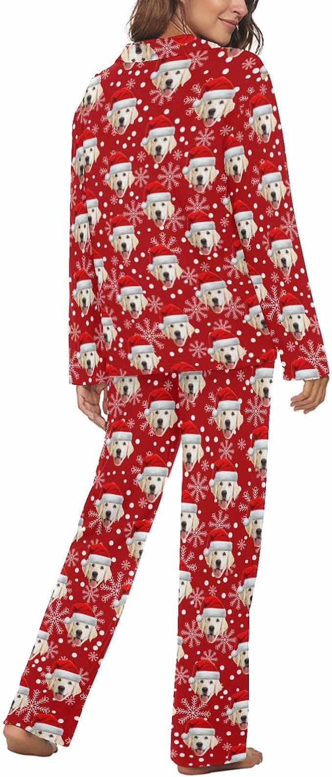 MyPupSocks Custom Face Pajamas for Women Set, Personalized Photo Long Sleepwear - Image 2