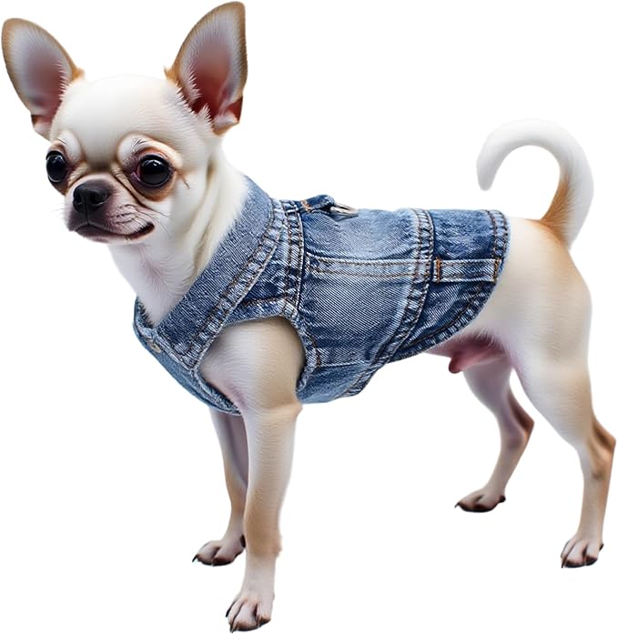 Puppy Clothes for Small Dogs Boy, Classic Western Denim Dog Coat, Dog Jeans - Image 2
