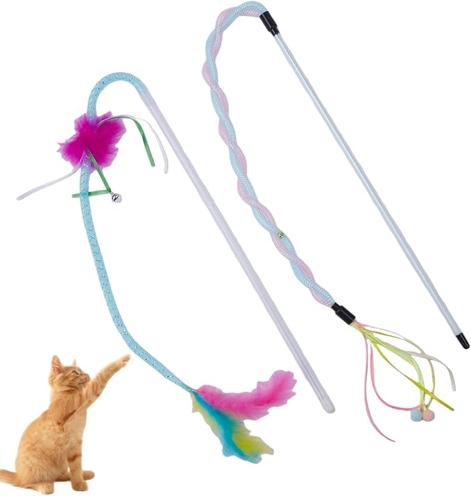 2-Pack Cat Toy Wand Set: Interactive Cat Teaser Wands by Unknown