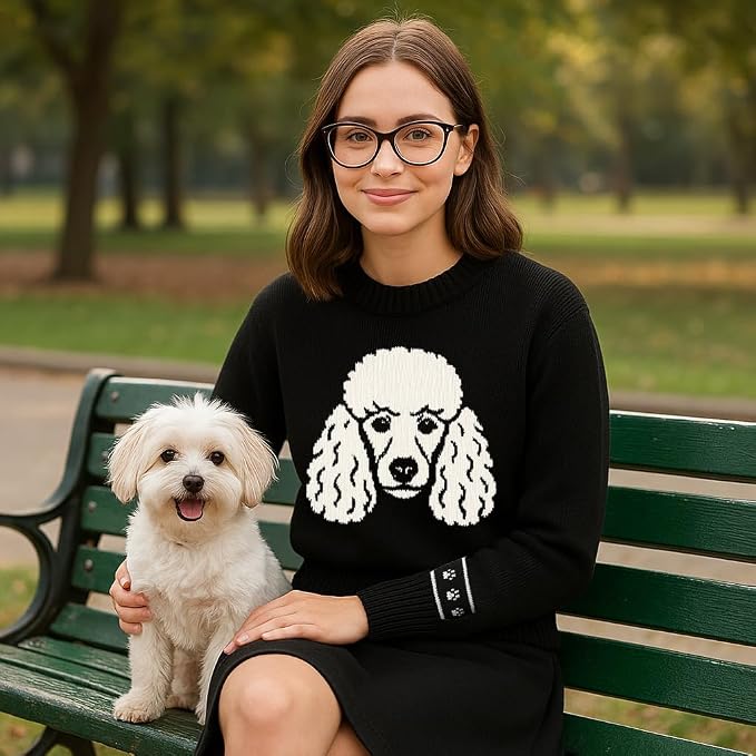 Custom Dog Knit Sweater for Women Personalized Pet Paw Print Pullover Dog Mom - Image 5