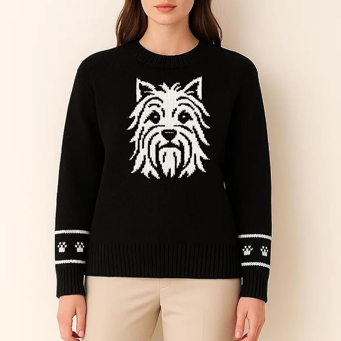 Custom Dog Knit Sweater for Women Personalized Pet Paw Print Pullover Dog Mom - Image 2