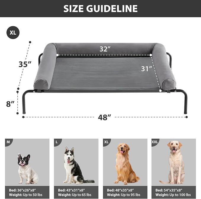 RRPETHOME Large Elevated Cooling Dog Bed, Raised Dog Cot Beds - Image 2
