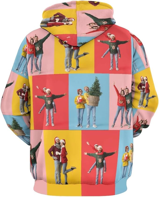 Artsadd Custom Face Unisex athletic Pockets Sweatshirt Loose Hoodie Custom - Image 3