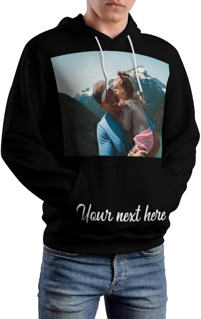 Artsadd Custom Face Unisex athletic Pockets Sweatshirt Loose Hoodie Custom - Image 2