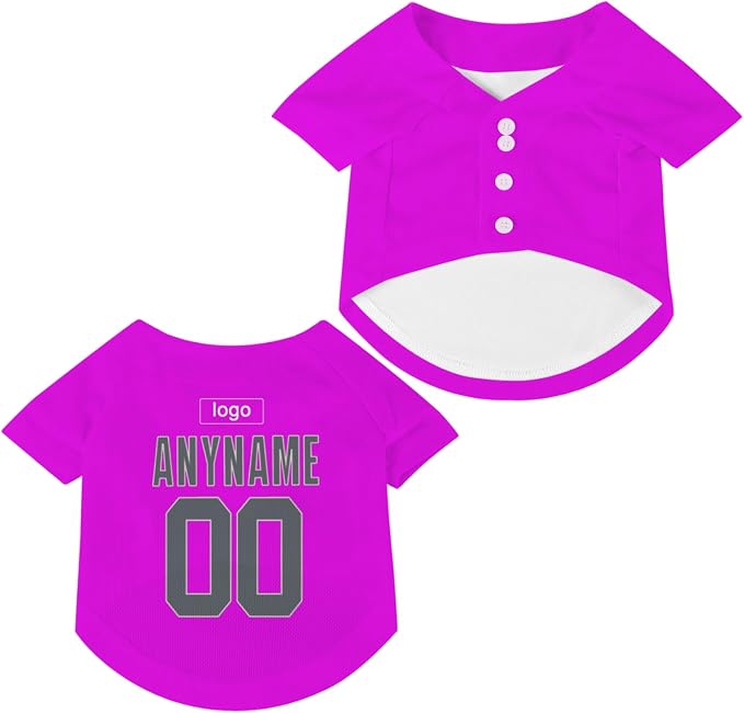 Custom Pet Dog Baseball Jersey Personalized Dog&Cat Jersey Printed Text Logo by Lonhooker