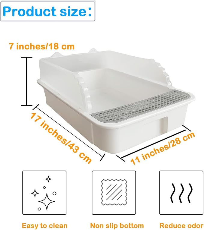 Open Cat Litter Box with High Side, Heightening Anti-Splashing Cats Litter Pan - Image 2