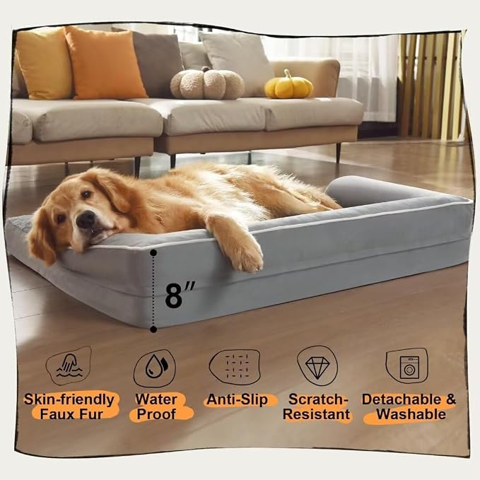 Large Dog Bed Orthopedic Washable, Big Large XXXLarge Dogs, Orthopedic Grey - Image 6