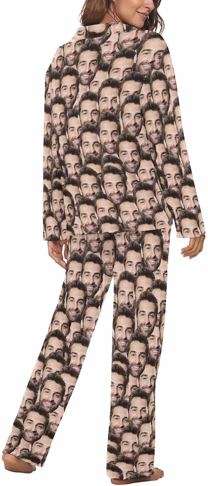 MyPupSocks Custom Face Pajamas for Women Set, Personalized Photo Long Sleepwear - Image 2