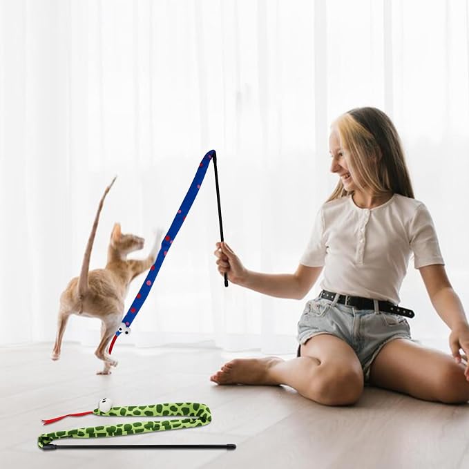 Andiker Cat Wand Toy, 44 Inches Plush Cats Snake Toys - Image 6