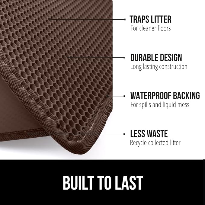 GORILLA GRIP Honeycomb Cat Litter Box Mat, Two Layer Trapping Waste Mats - Image 2