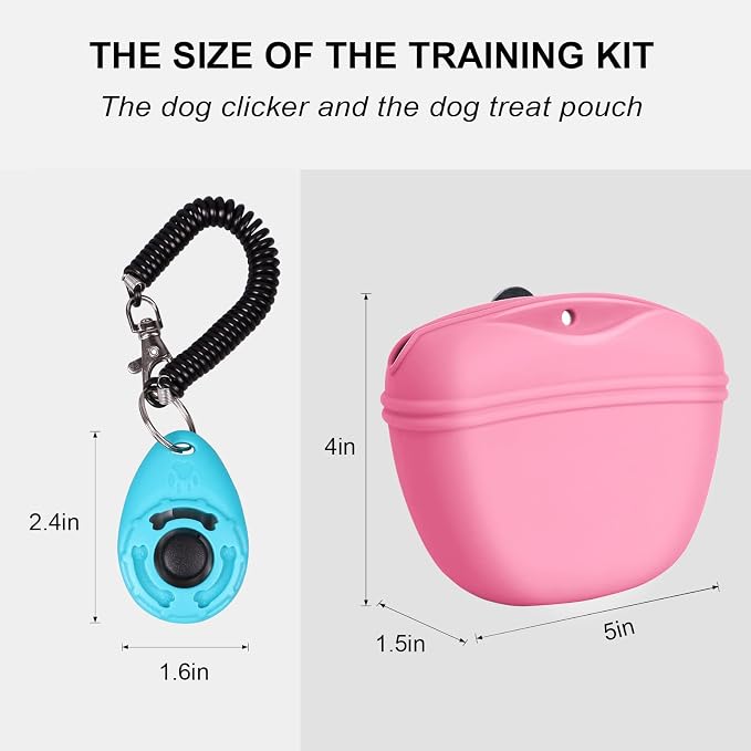 Left&Right Dog Clicker Training Kit, Silicone Dog Training Treat Pouch and Dog - Image 2