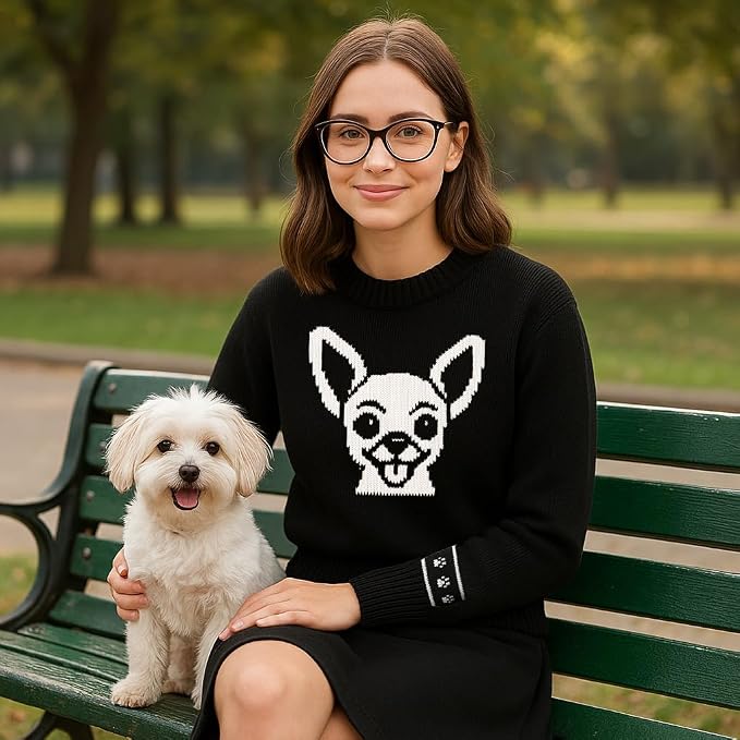 Custom Dog Knit Sweater for Women Personalized Pet Paw Print Pullover Dog Mom - Image 5