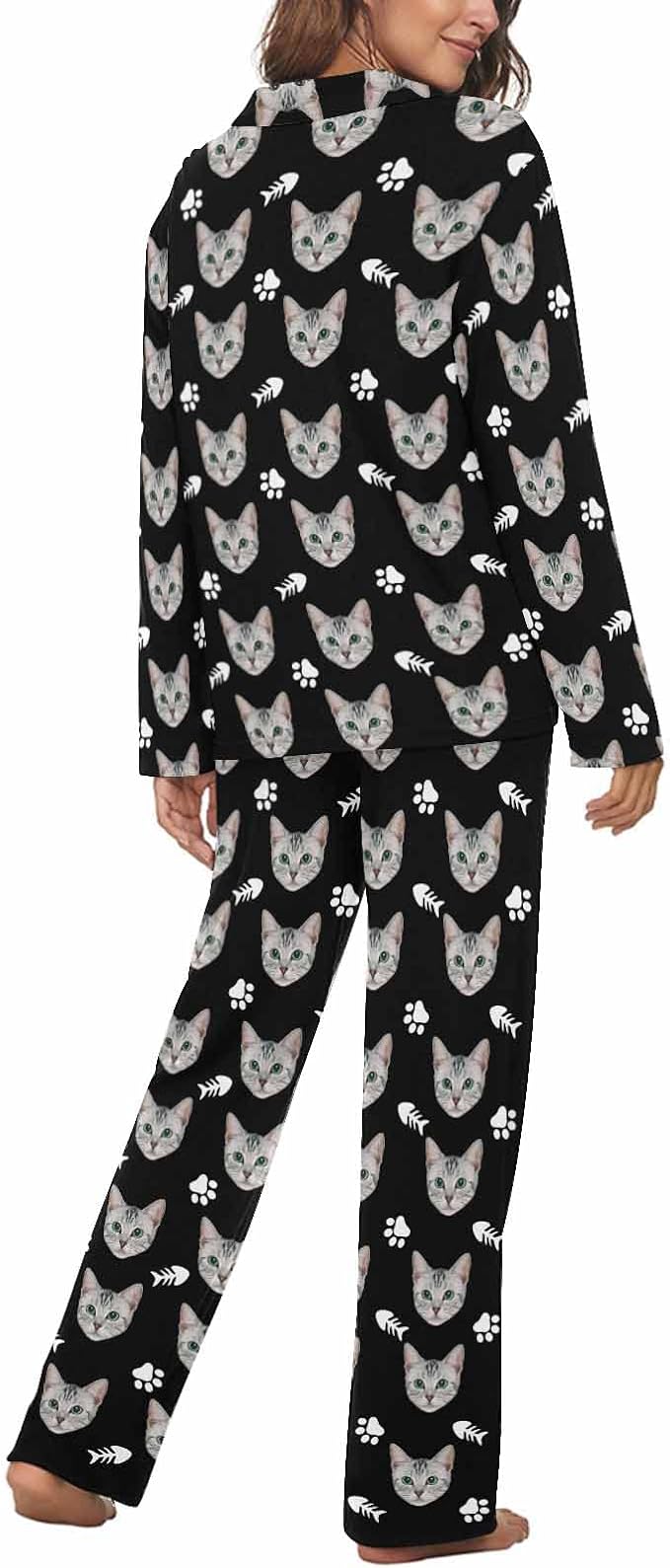 MyPupSocks Custom Face Pajamas for Women Set, Personalized Photo Long Sleepwear - Image 2