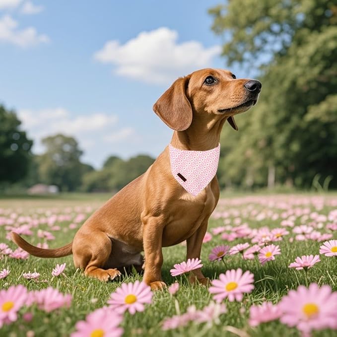 Lionet Paws Spring Daisy Dog Bandana Washable Cotton Handkerchief Scarf - Image 2