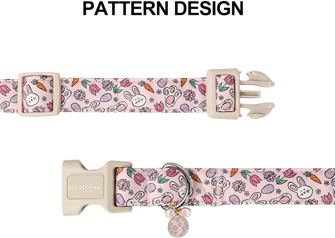 Lionet Paws Easter Dog Collar- Cute Rabbit Purple Eggs Pink Dog Collars - Image 4