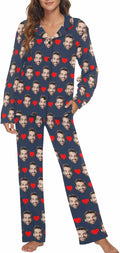 MyPupSocks Custom Face Pajamas for Women Set, Personalized Photo Long Sleepwear by MyPupSocks