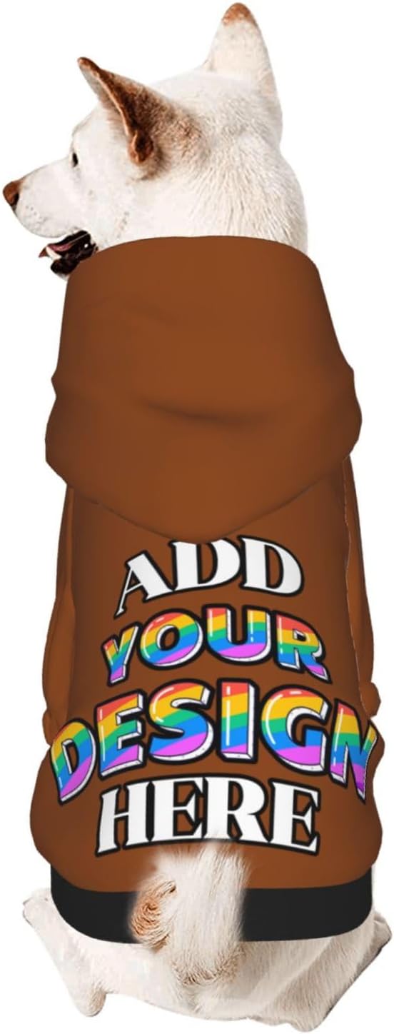 Custom Dog Hoodie for Small Pets, Personalized Photo Text Pet Warm Pullover by Phyxara