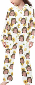 Artsadd Girls Pajamas Set Custom Face Pet Photo Long Sleeve Sleepwear by Artsadd