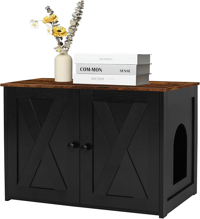 Dwanton Litter Box Enclosure, Cat Litter Box Furniture Hidden, Reversible - Image 9