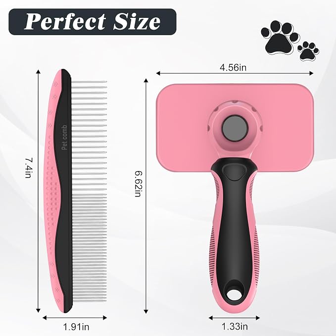 2PCS Self Cleaning Slicker Brush & Dog Comb - Image 7