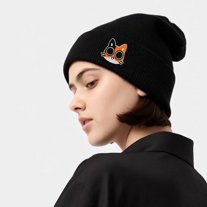 Funny Beanies Warm Knit Hats Fall Winter Black Hip Pop Knit Hat Cap - Image 2