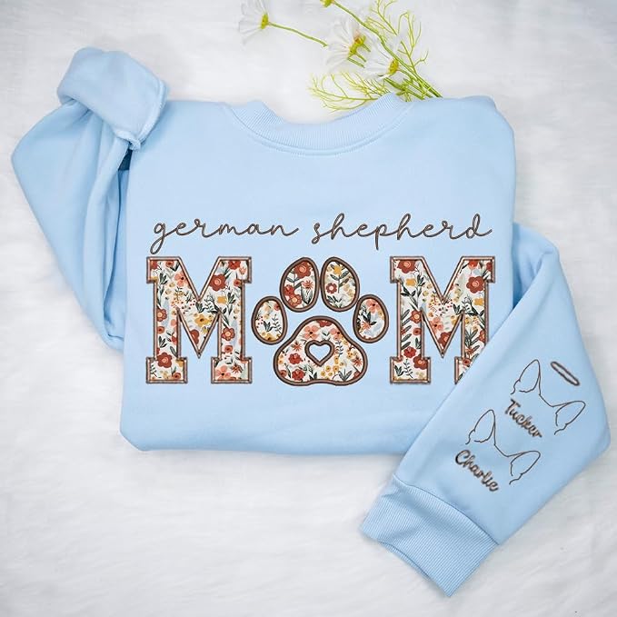 CHILLEVER Personalized Embroidered Dog Mom Sweatshirt, Dog Mama Crewneck - Image 8