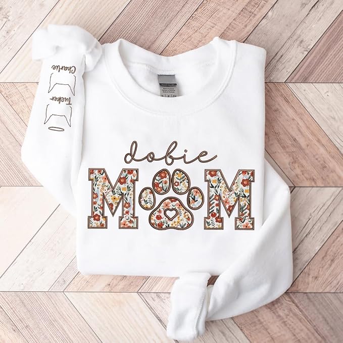 CHILLEVER Personalized Embroidered Dog Mom Sweatshirt, Dog Mama Crewneck - Image 8
