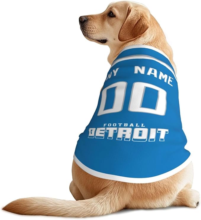 Detroit Custom Pet Jersey Dog Clothes Jersey Various Sizes Customized Any Name by EaunyVerat