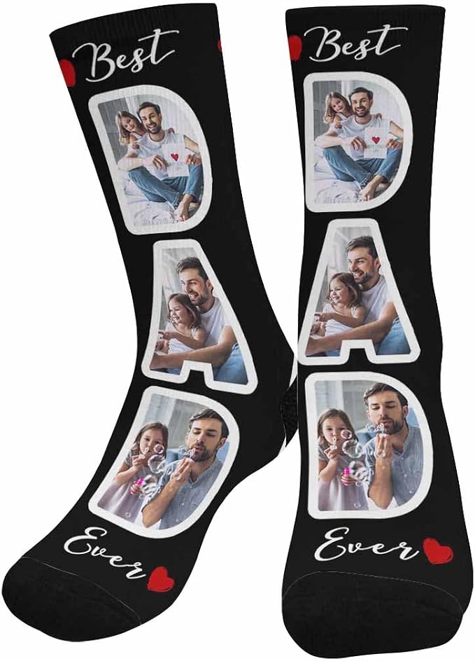 Artsadd Custom Face Socks for Dad Fathers Day Gift Novelty Personalized Photo by Artsadd