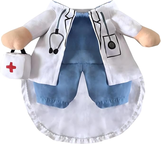 NACOCO Dog Cat Doctor Costume Pet Doctor Clothing Halloween Jeans Outfit Apparel - Image 4