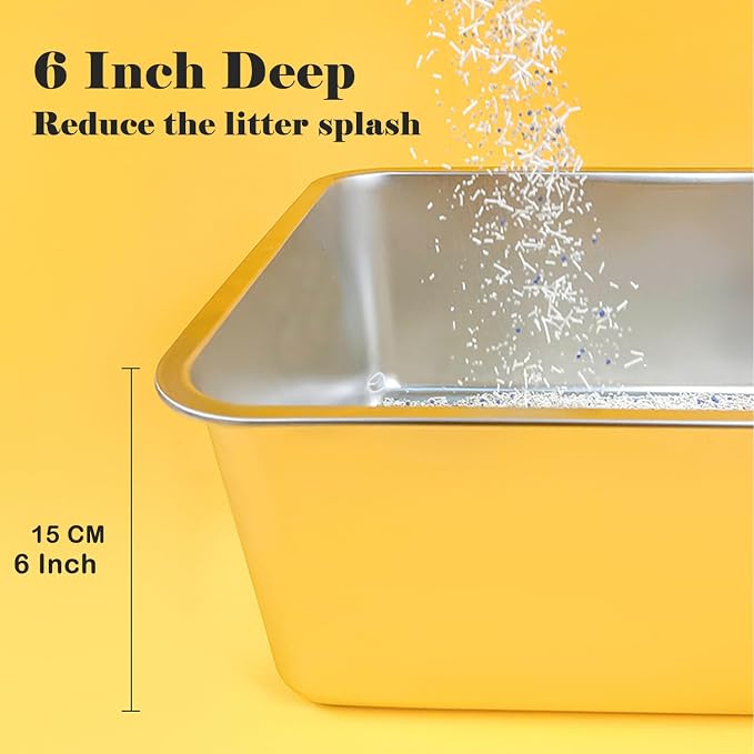 LIHONG Stainless Steel Cat Litter Box, Extra Large Metal Litter Box - Image 4