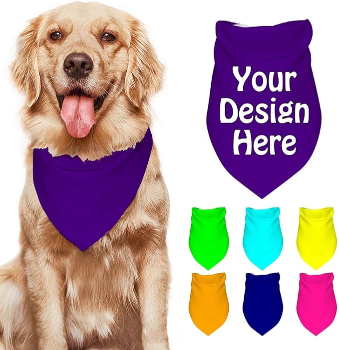 Dog Bandanas Custom Boy and Girl Dogs Scarf Add Your Design Personalized Pet by VYXONIA