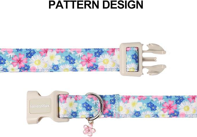 Lionet Paws Floral Dog Collar- Cute Spring Wildflowers Daisy Forget Me Not Dog - Image 6