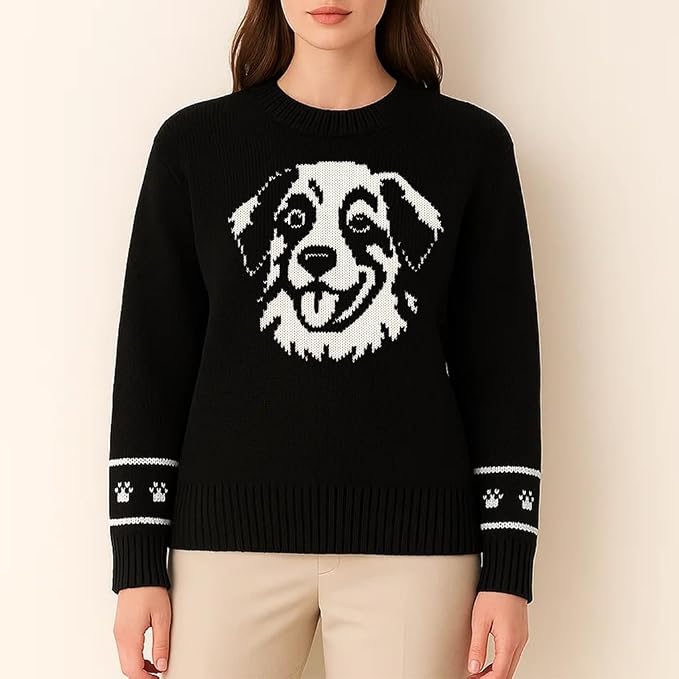 Custom Dog Knit Sweater for Women Personalized Pet Paw Print Pullover Dog Mom - Image 2