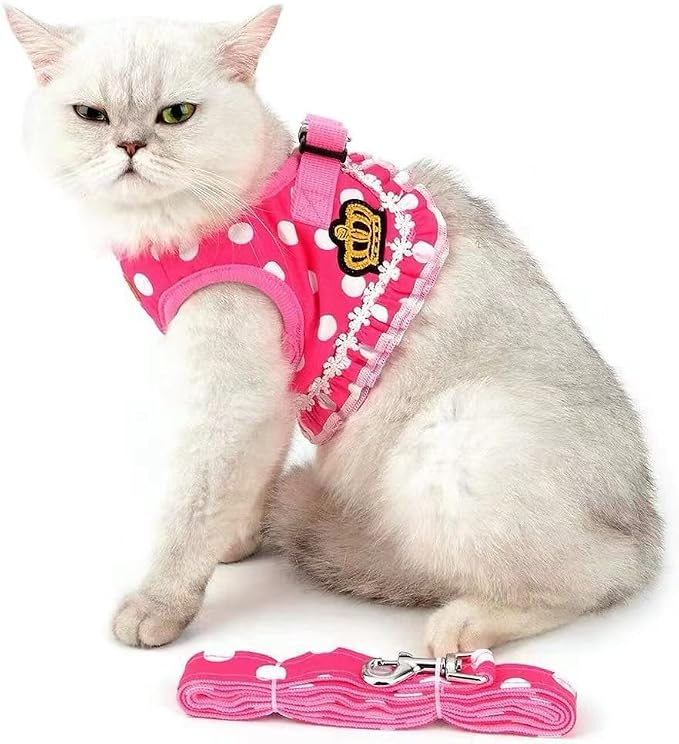 ANIAC Polka Dots Dog Harness Dress and Leash Set Step in Puppy Harness - Image 5