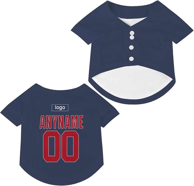 Custom Pet Dog Baseball Jersey Personalized Dog&Cat Jersey Printed Text Logo by Lonhooker