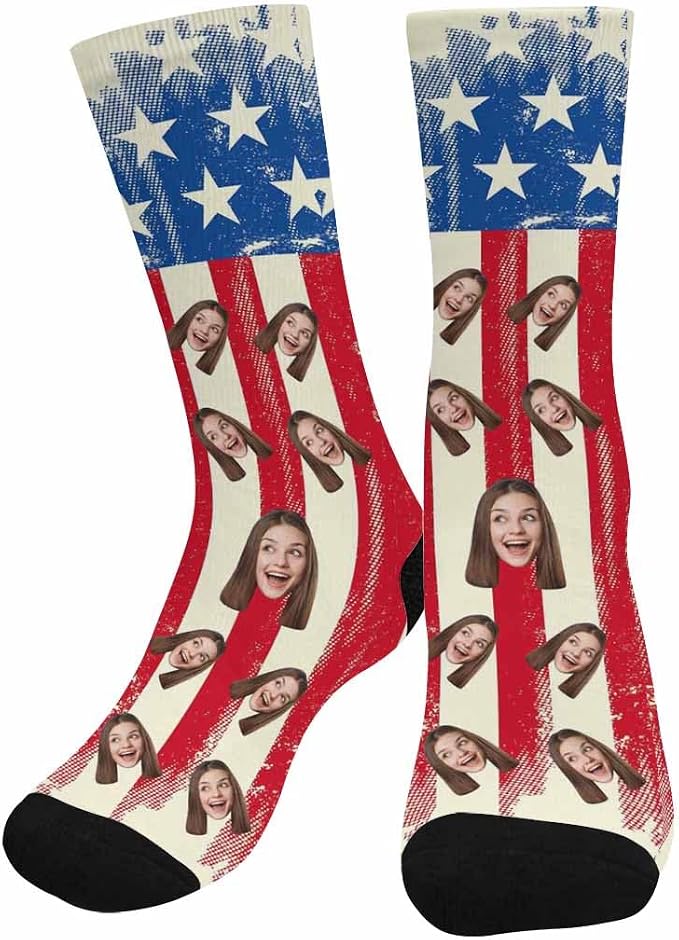 Artsadd Custom Face Socks for Dad Fathers Day Gift Novelty Personalized Photo by Artsadd